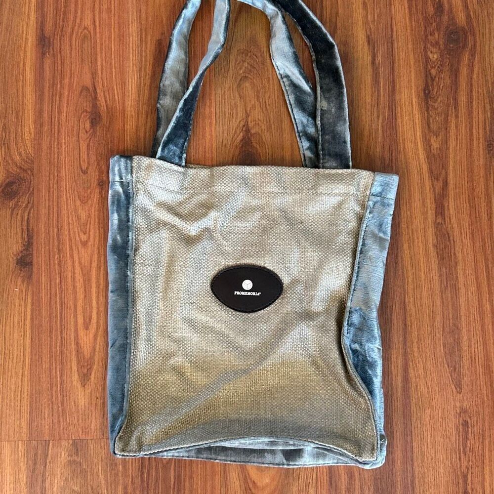 Promemoria Italianβluxury furniture tote bag Gray crushed velvet tan tapestry